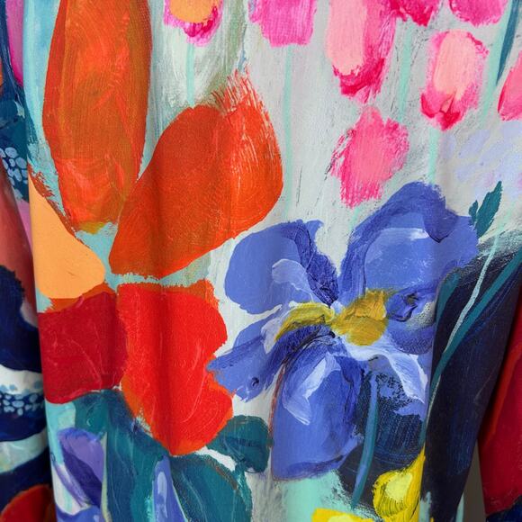 Claire Desjardins Track Jacket Medium Art to Wear Painting Floral Colorful - Picture 5 of 11